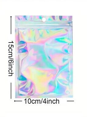 25 Resealable Pouch Holographic Iridescent - Shimmer Rainbow